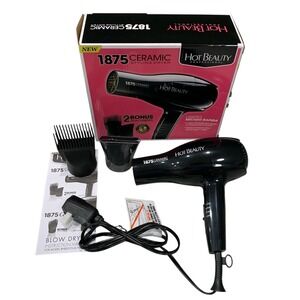 Hot Beauty Professional 1875 Ceramic Hair Dryer – New Open Box + 2 Attachments